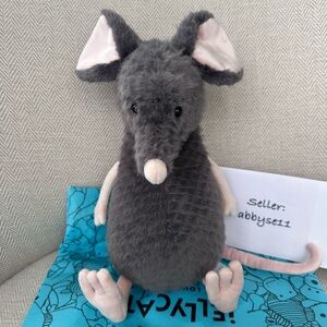 Jellycat Lachlan Sad Rat Plush Toy NWT Authentic With Dust Bag LAC3SR Rare